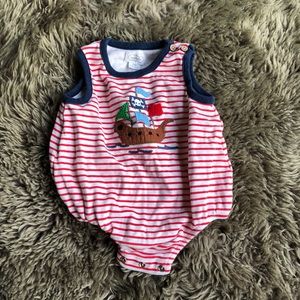 MudPie Sailboat/Nautical Romper 3-6 months